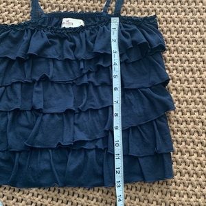 Hollister Navy Tank with Ruffled Front and Adjustable Straps. Size - S
